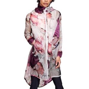 Under Armour Floral Rain Jacket Women Loose Fit Long Hooded Windbreaker Size S